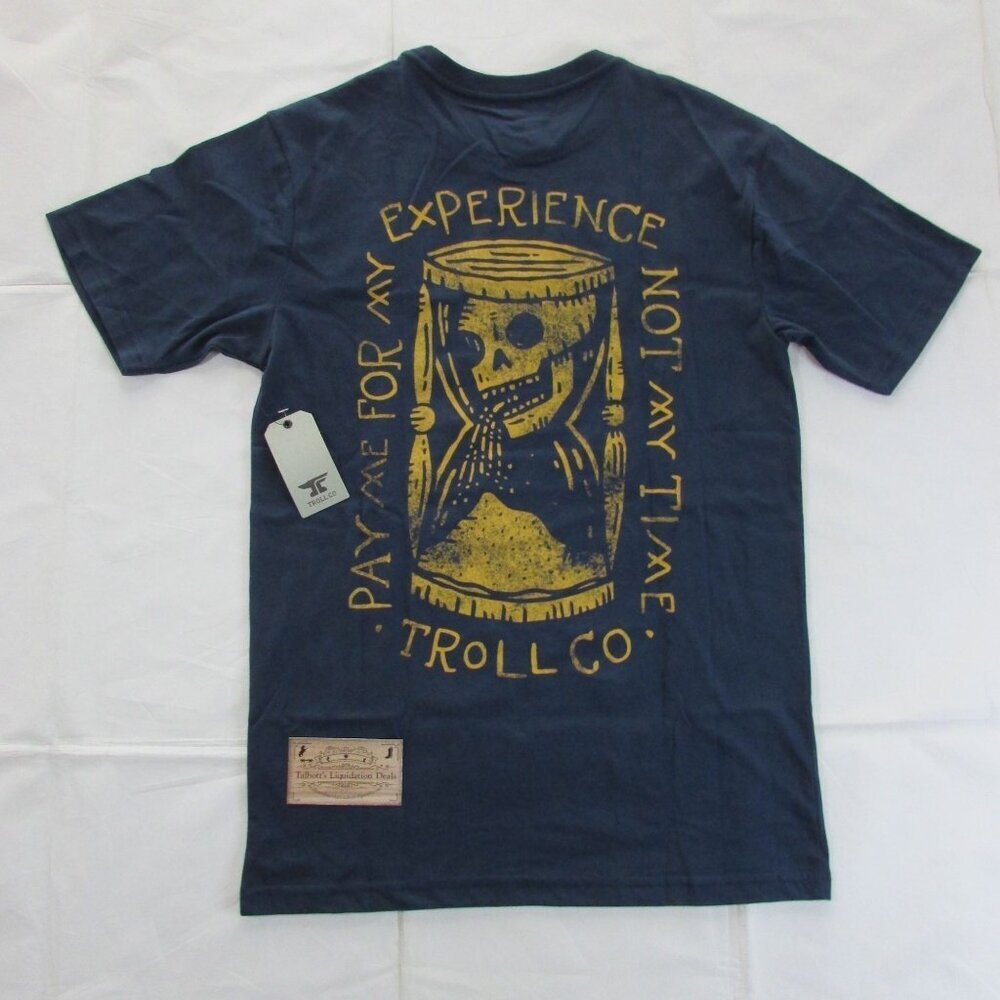 Troll Co Men's Small Short Sleeve Pay Time Graphic T-Shirt - Navy